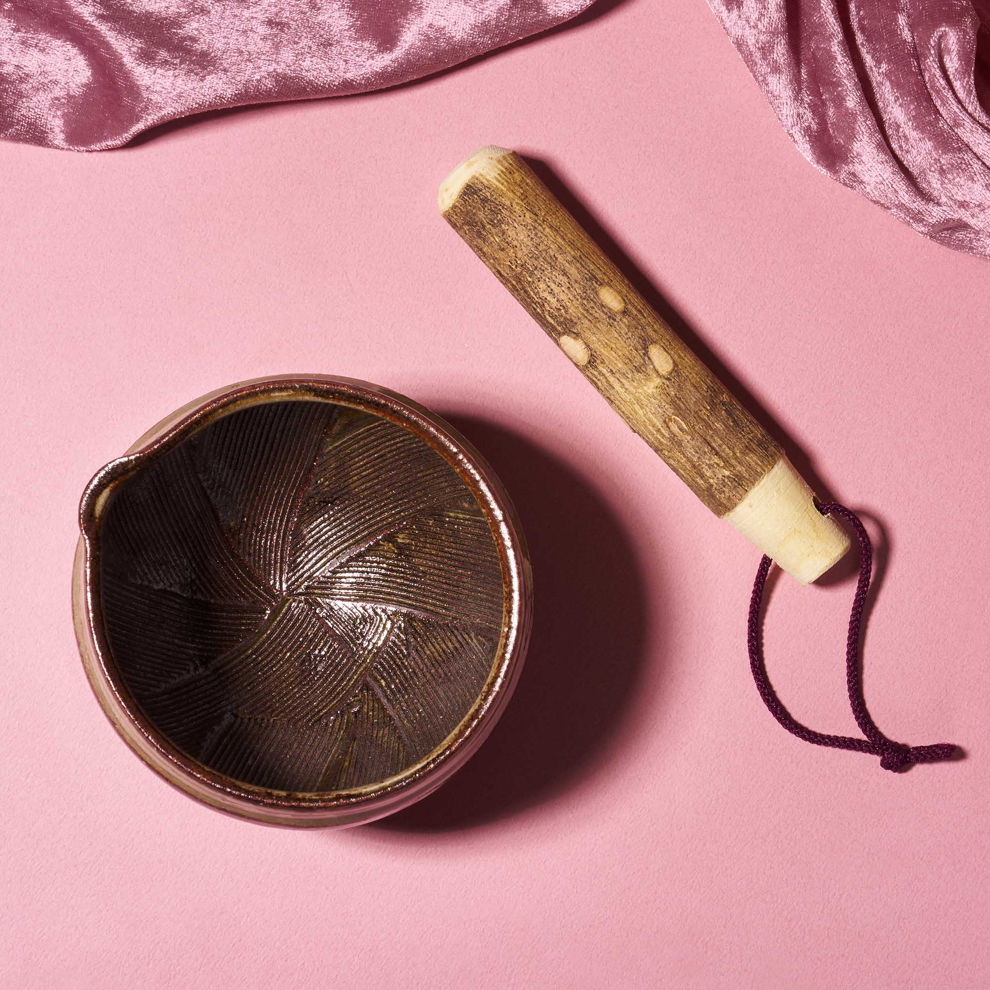 Ceramic & Wood Mortar and Pestle Set - Image 2