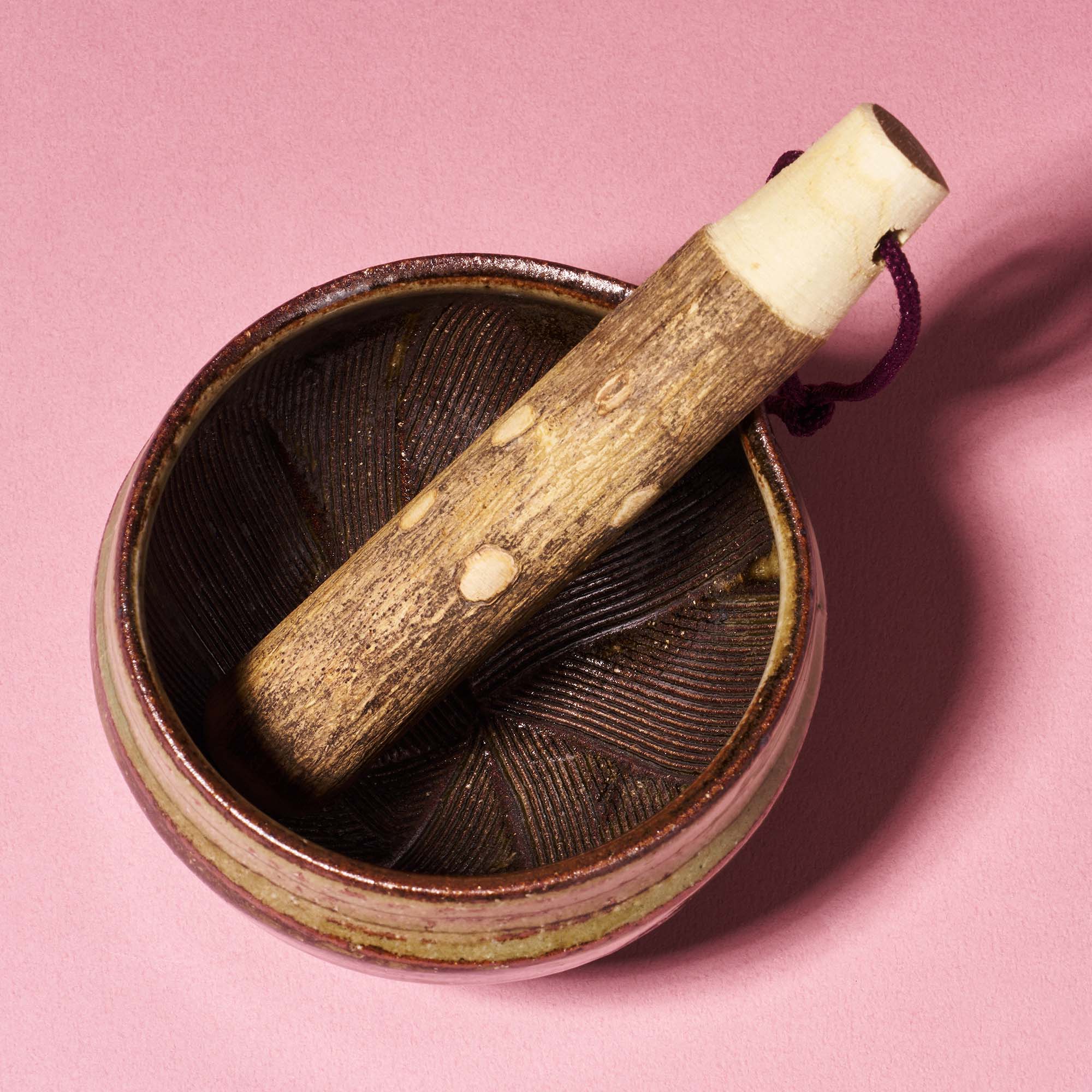 Ceramic & Wood Mortar and Pestle Set - Image 4