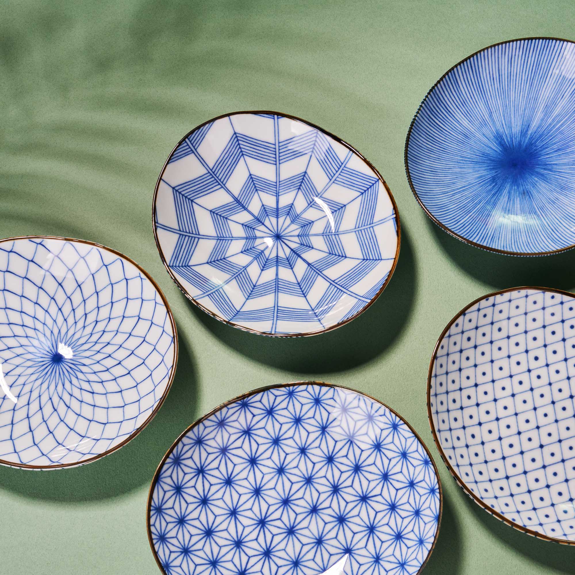 Japanese Blue Minoyaki Mini Plate Set (5 Plates) - Image 2
